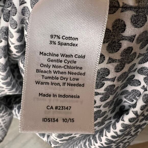 Talbots Shirt Womens SZ 18WP Black & White Clover Wrinkle Resistant Long Sleeve - Picture 14 of 15